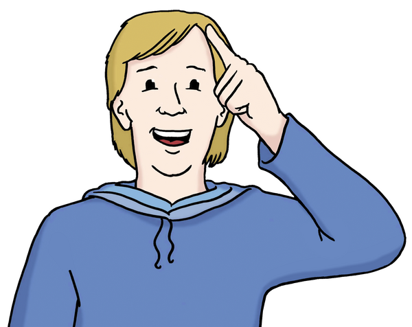 Ein Mann hebt den Zeigefinger Ein Mann hebt den Zeigefinger